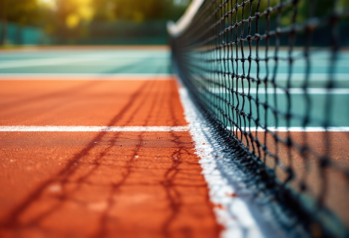 Giovani tennisti italiani durante una partita di tennis