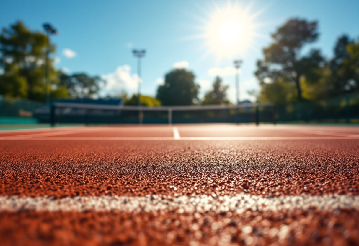 Giulio Zeppieri in azione sul campo da tennis