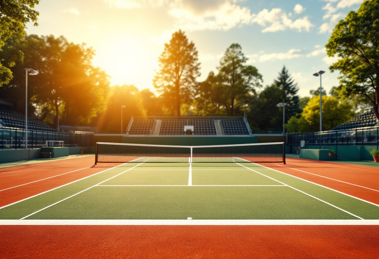 Allenatore di tennis che guida un giovane atleta