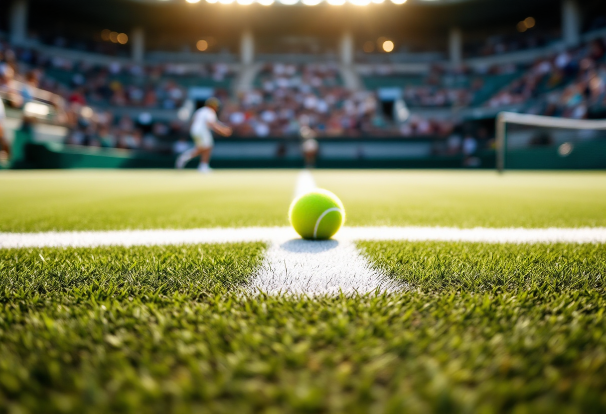 Giocatori di tennis in azione sui campi centrali