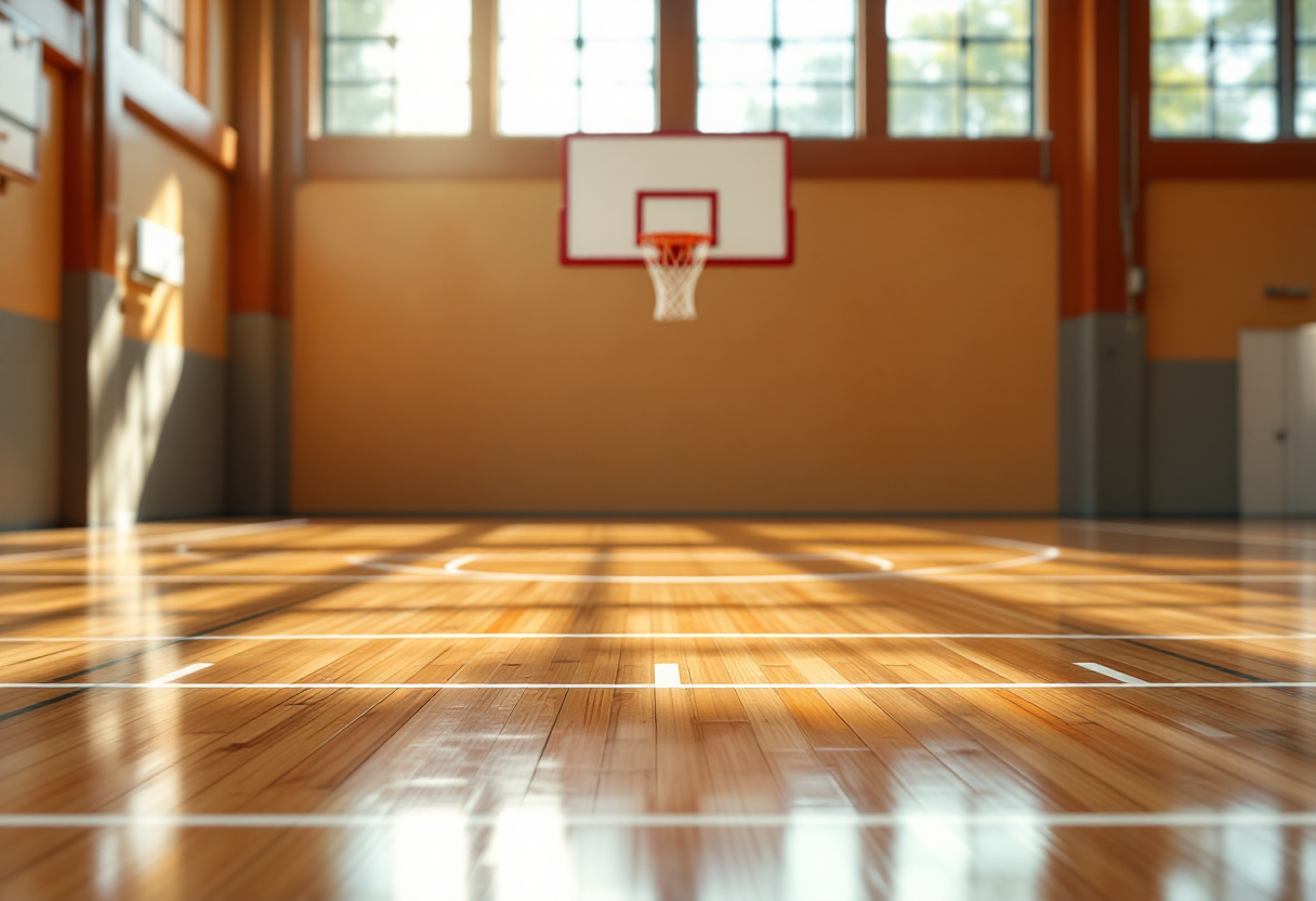 Marco Restelli in campo durante una partita di basket