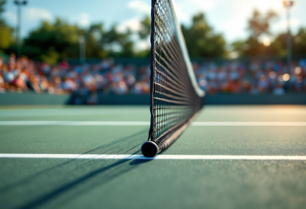 Luca Nardi in azione al torneo di Indian Wells