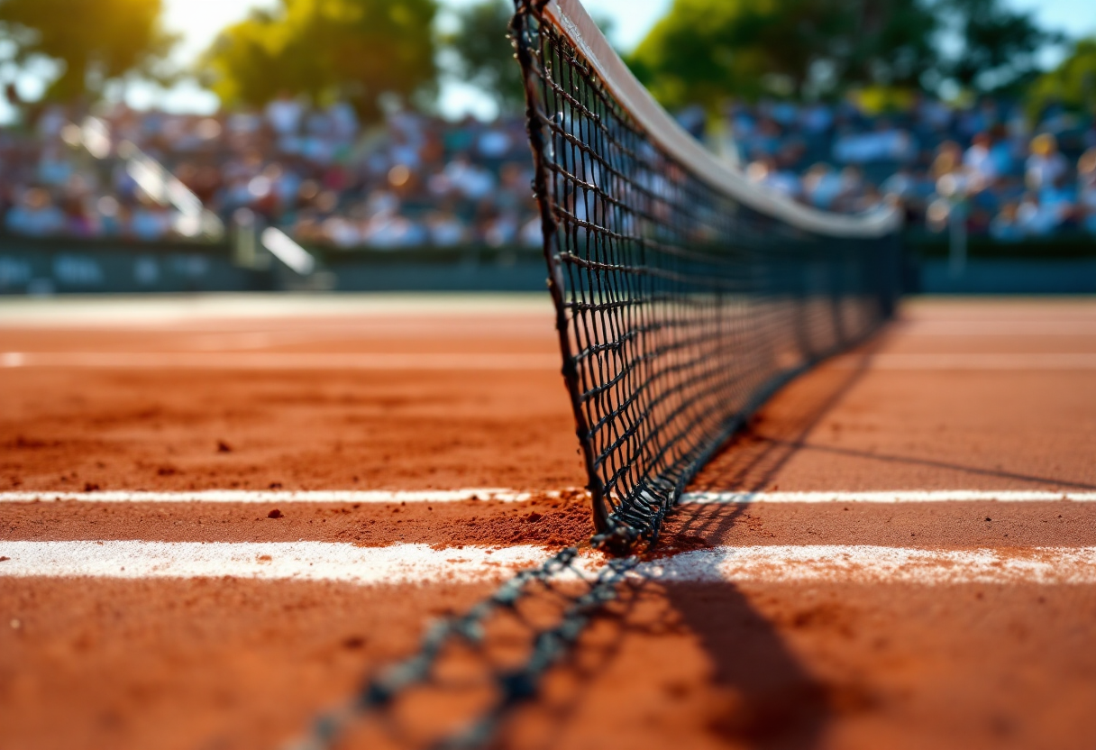 Lucia Bronzetti durante il match al WTA 1000 di Miami