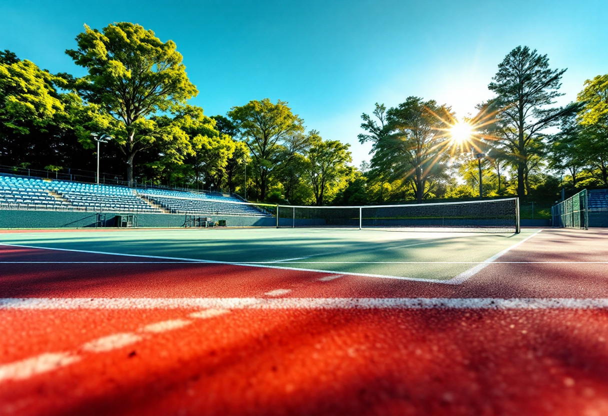 Giocatori di tennis in azione durante un match emozionante