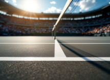 Giocatori di tennis in azione durante un torneo