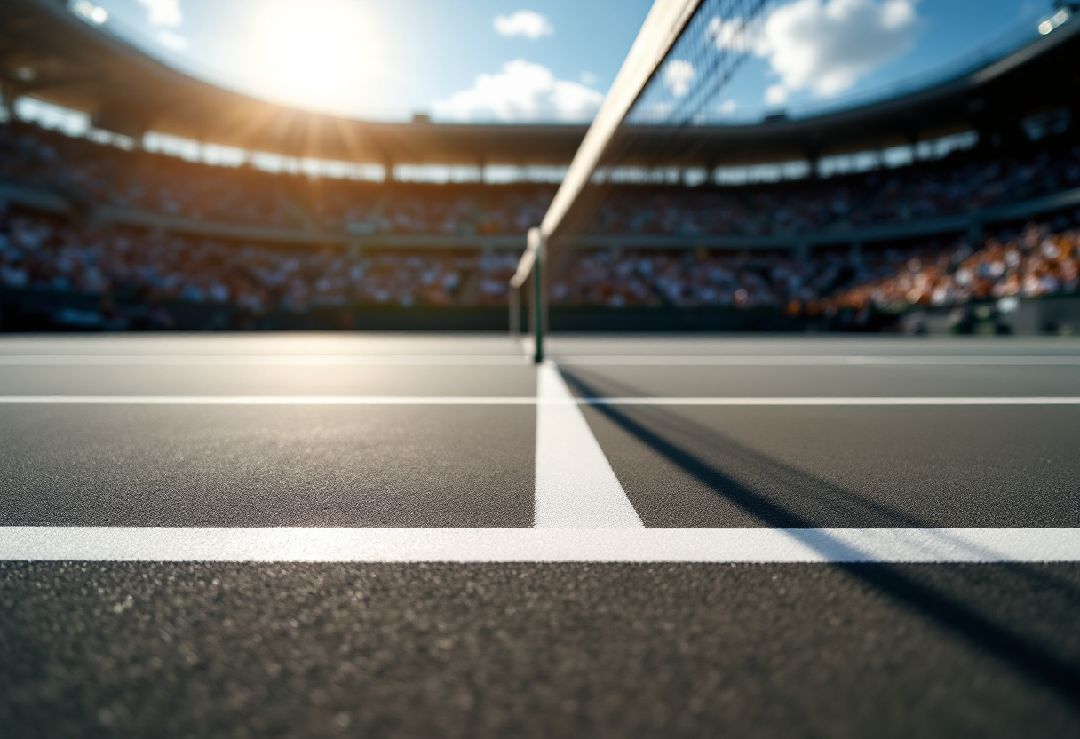 Giocatori di tennis in azione durante un torneo