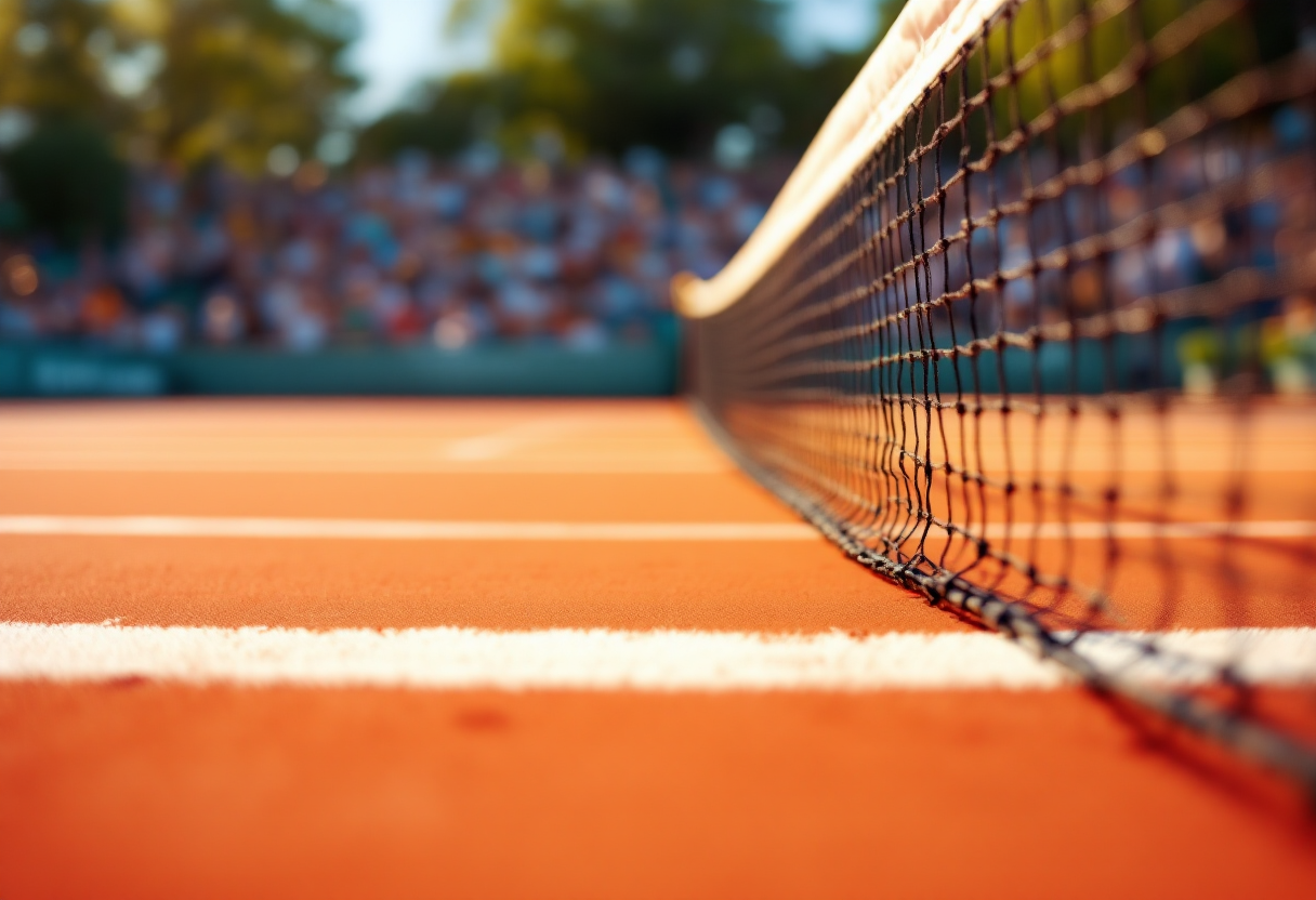 Giocatori di tennis in azione durante un incontro professionistico