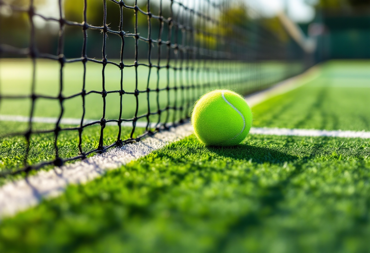 Evangelos Kypriotis in azione durante una partita di tennis