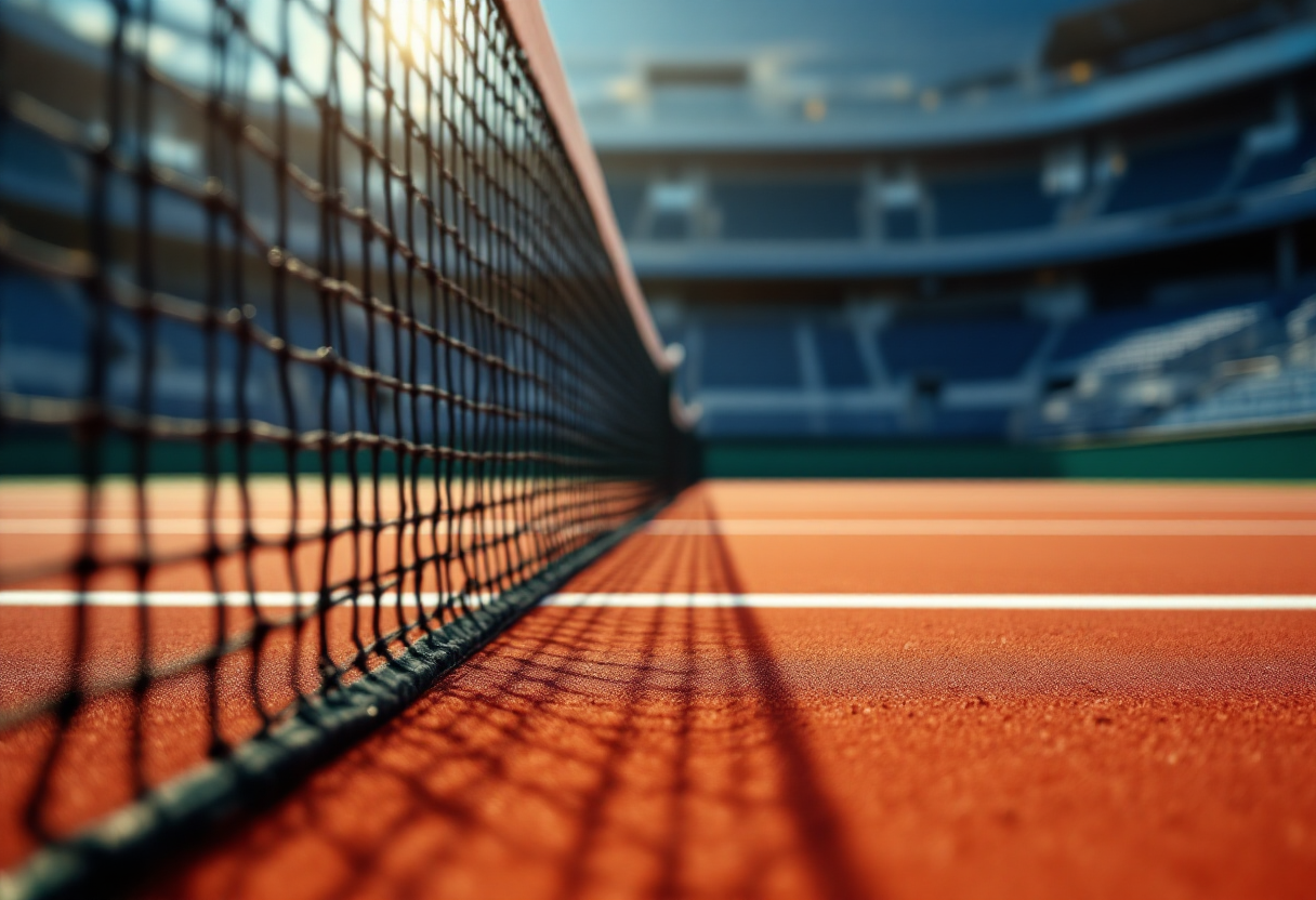 Giocatori di tennis in azione durante un torneo