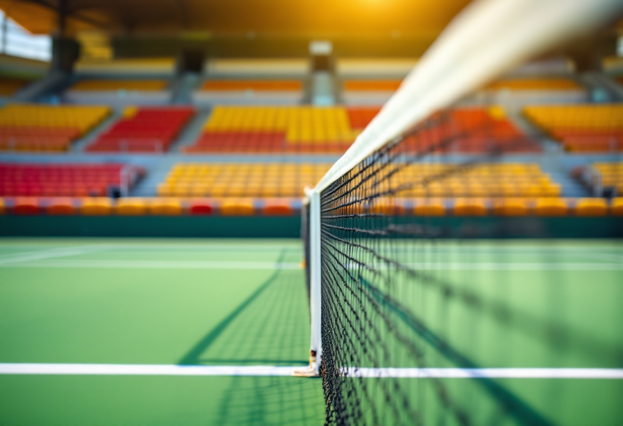 Giocatori di tennis in azione durante un torneo