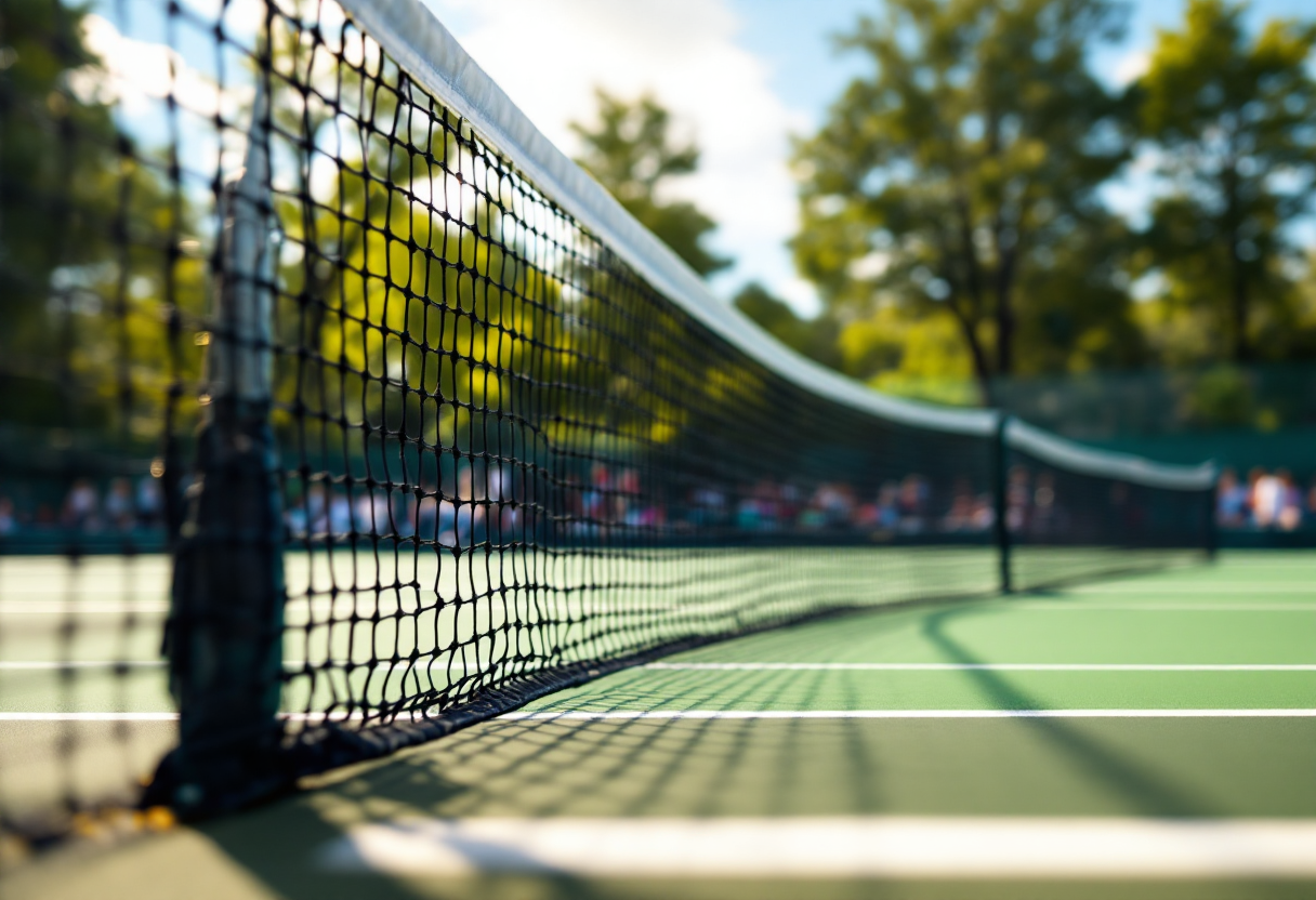 Giocatori di tennis in azione durante un torneo