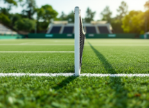 Giocatori di tennis in azione durante un torneo