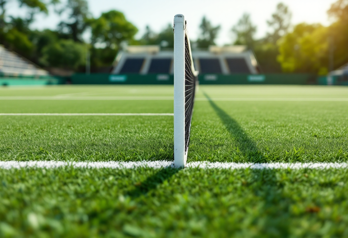 Giocatori di tennis in azione durante un torneo