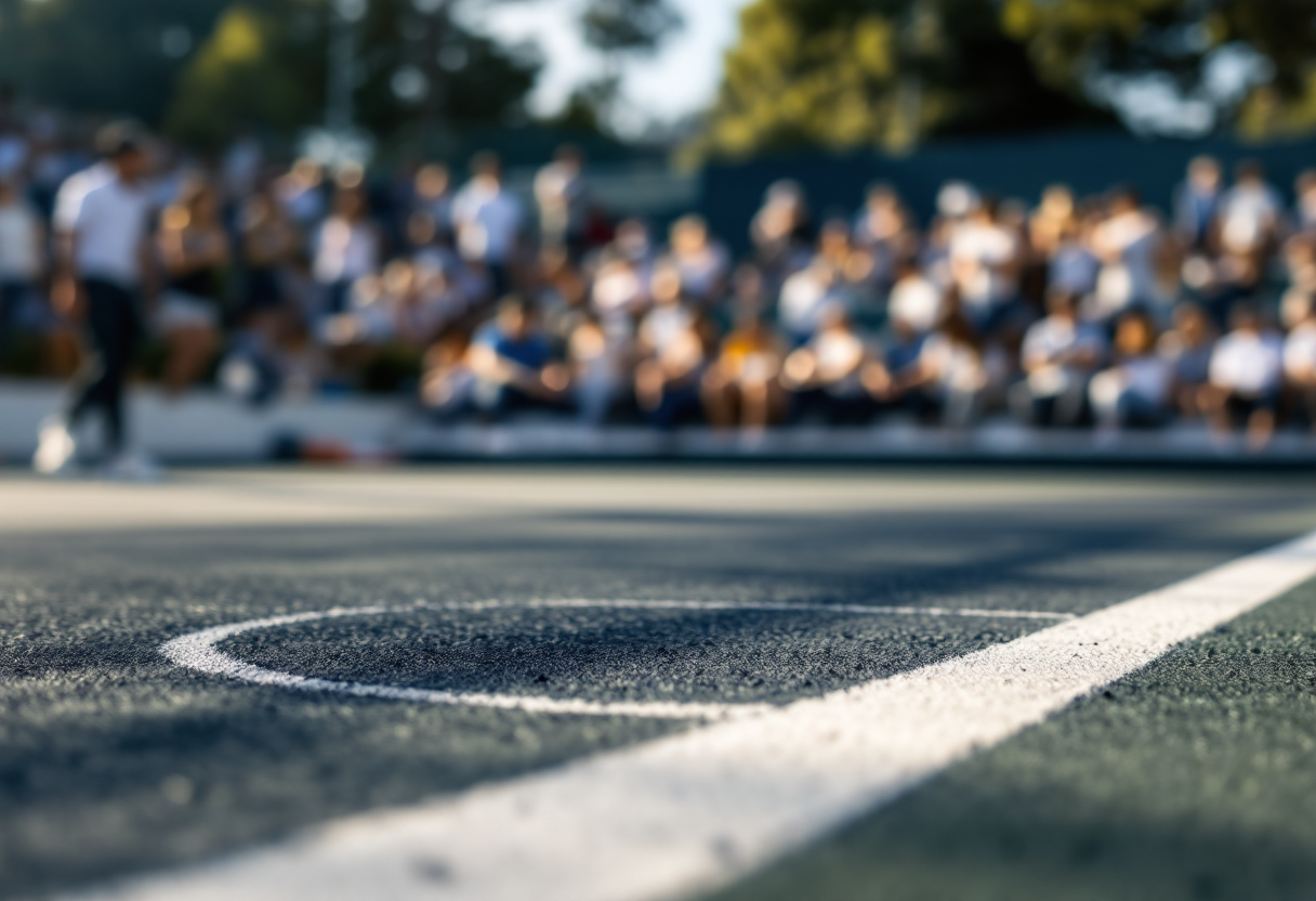 Giocatori di tennis in azione durante il torneo di oggi