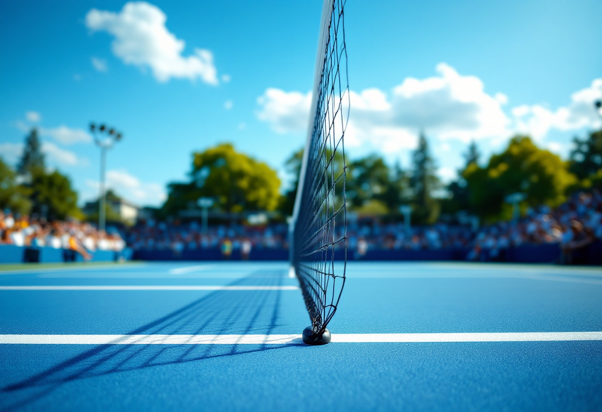 Giocatori di tennis in azione durante il torneo di oggi