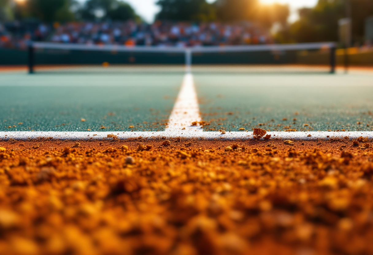 Giocatori di tennis in azione durante il torneo di oggi