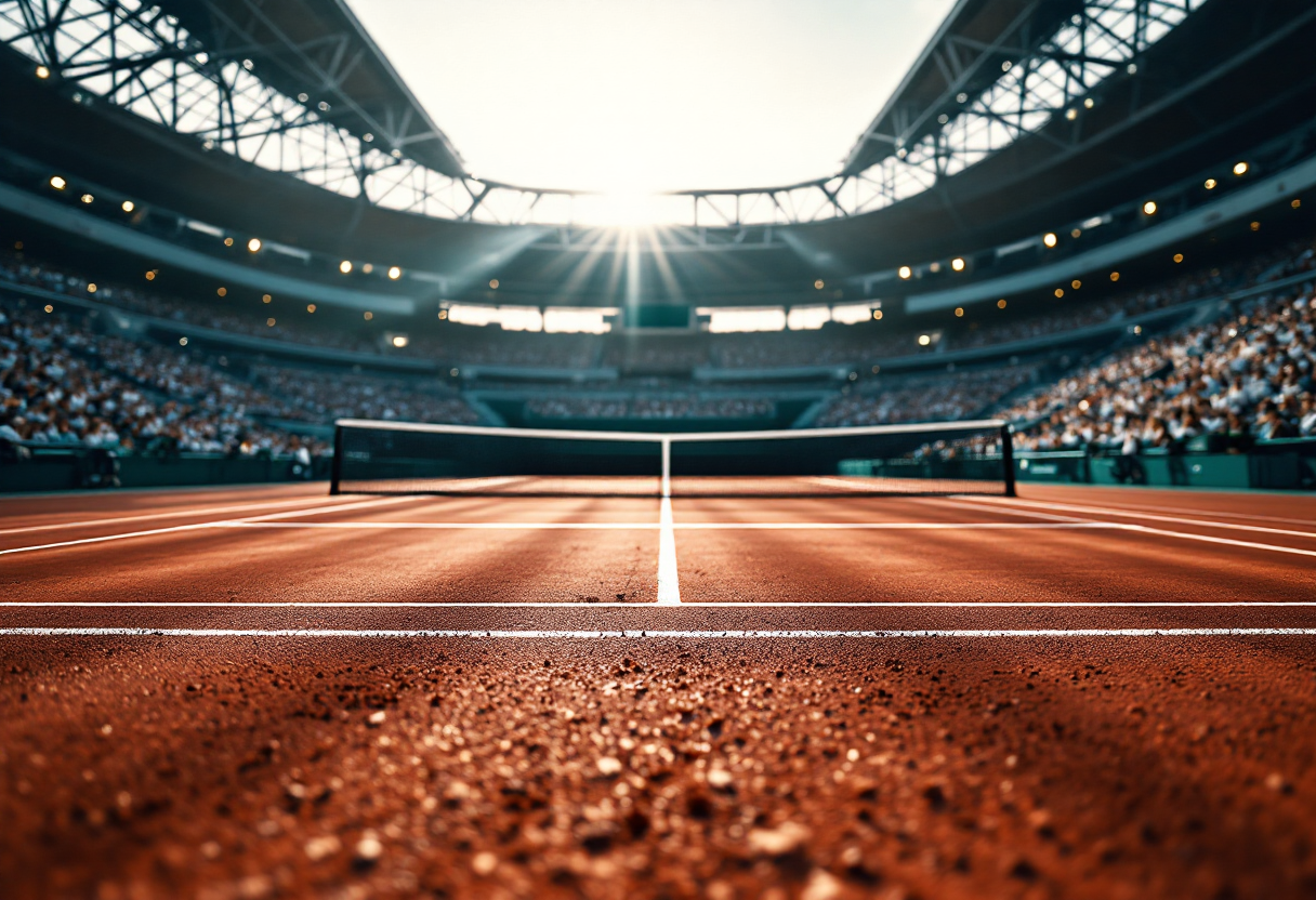 Giocatori di tennis in azione durante un torneo internazionale