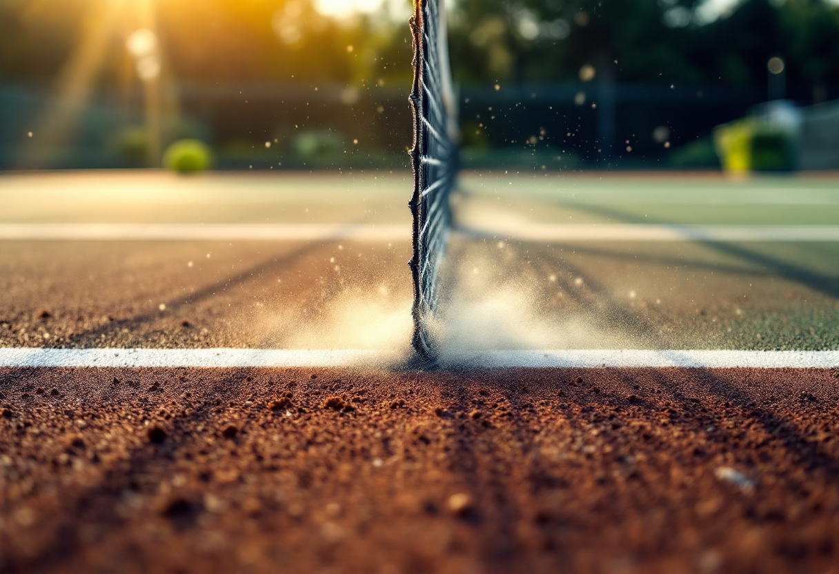 Giocatori di tennis in azione durante un torneo internazionale