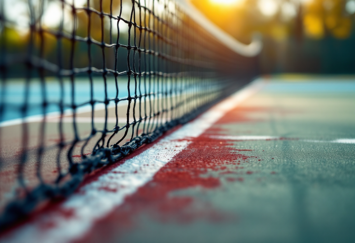 Giocatori di tennis in azione durante un torneo internazionale