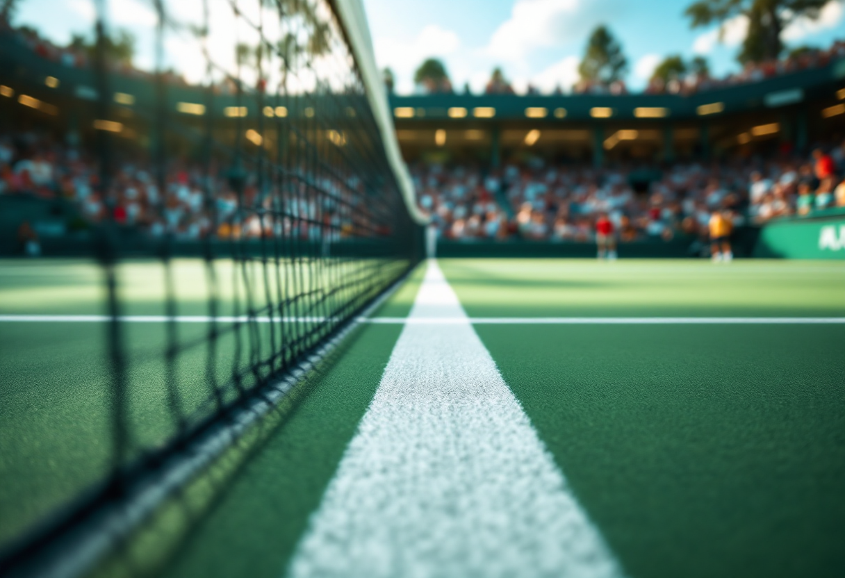 Giocatori di tennis in azione durante tornei internazionali