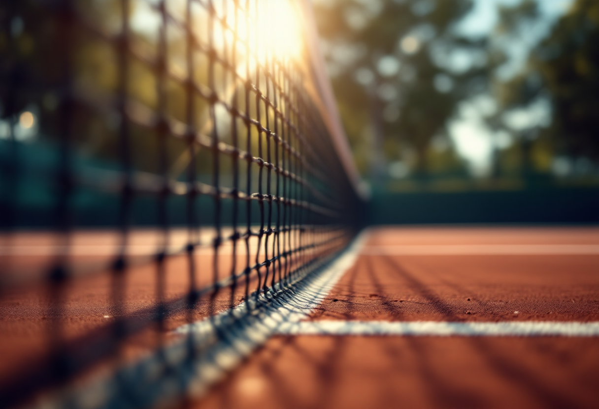 Giocatori di tennis in azione durante un torneo internazionale