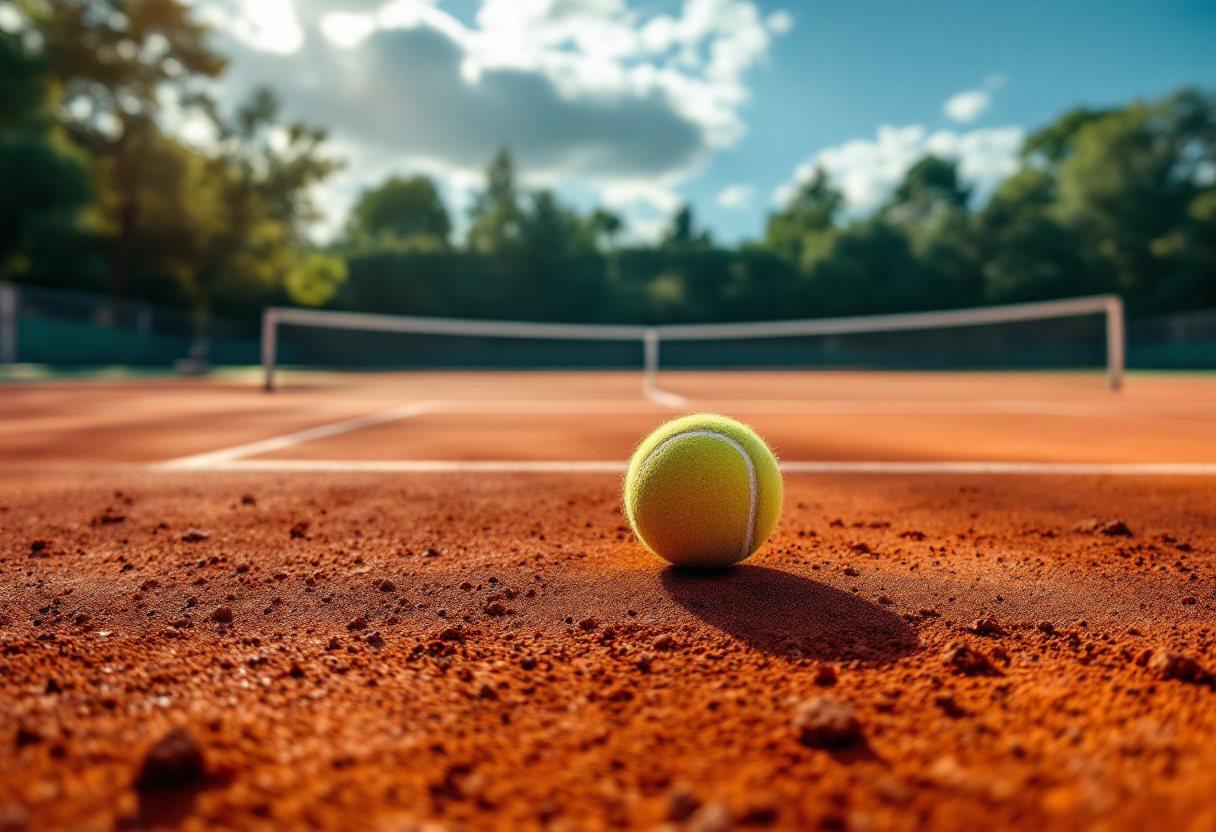 Giocatori di tennis in azione durante un torneo internazionale