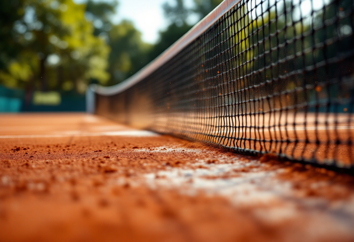 Giocatori di tennis in azione durante un torneo internazionale