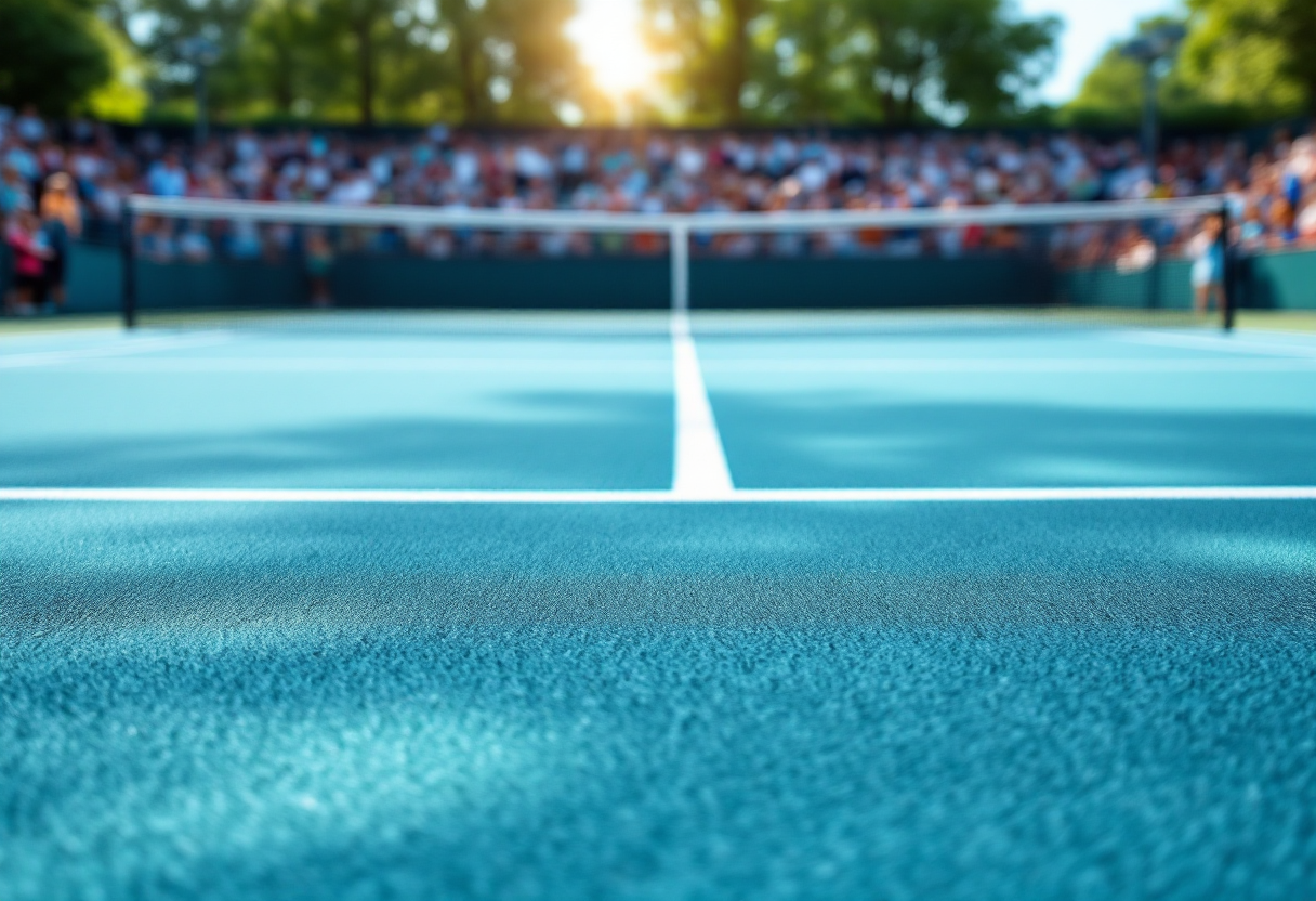 Giocatori di tennis in azione durante gli incontri del giorno