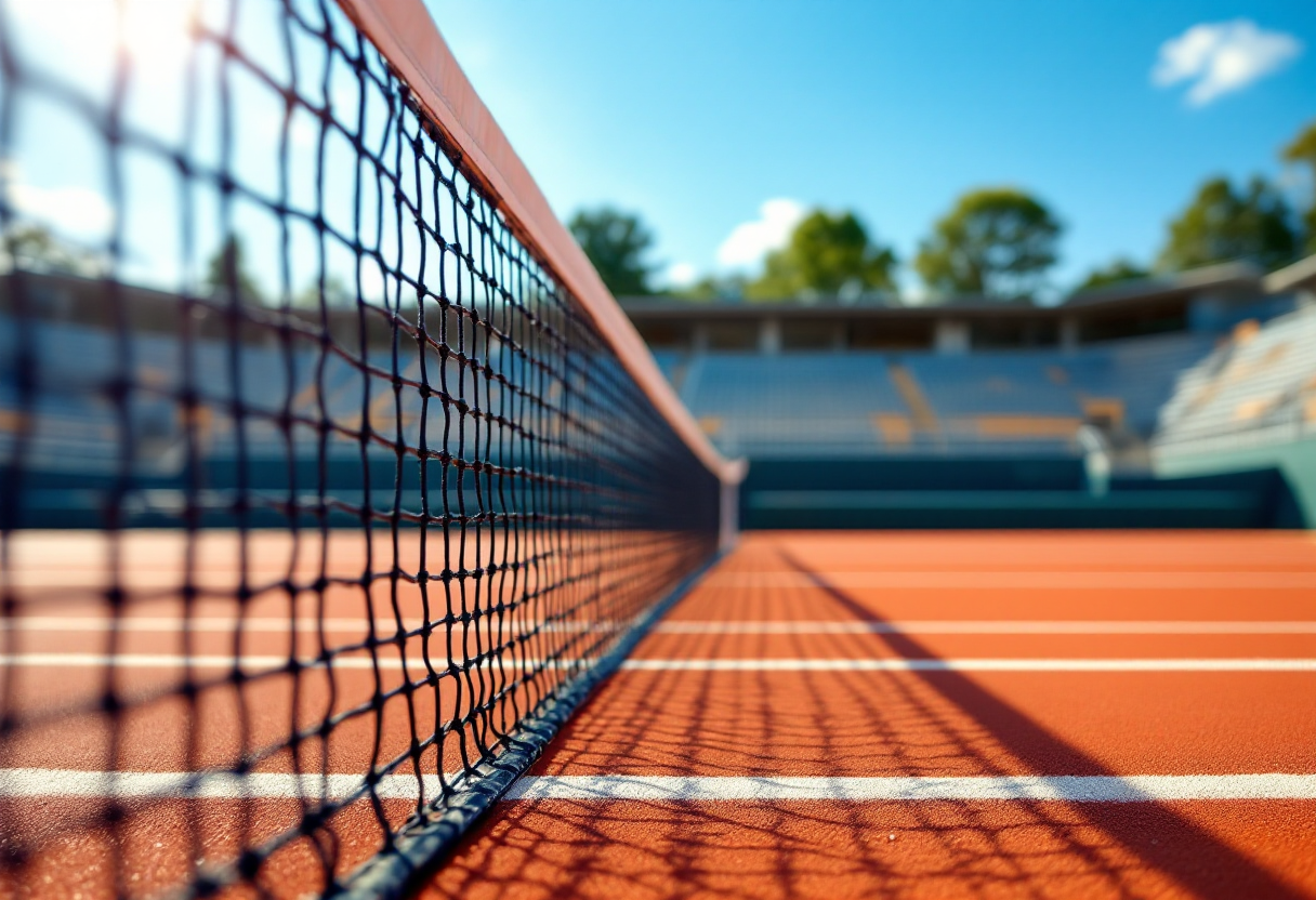 Giocatori italiani di tennis in azione durante un incontro