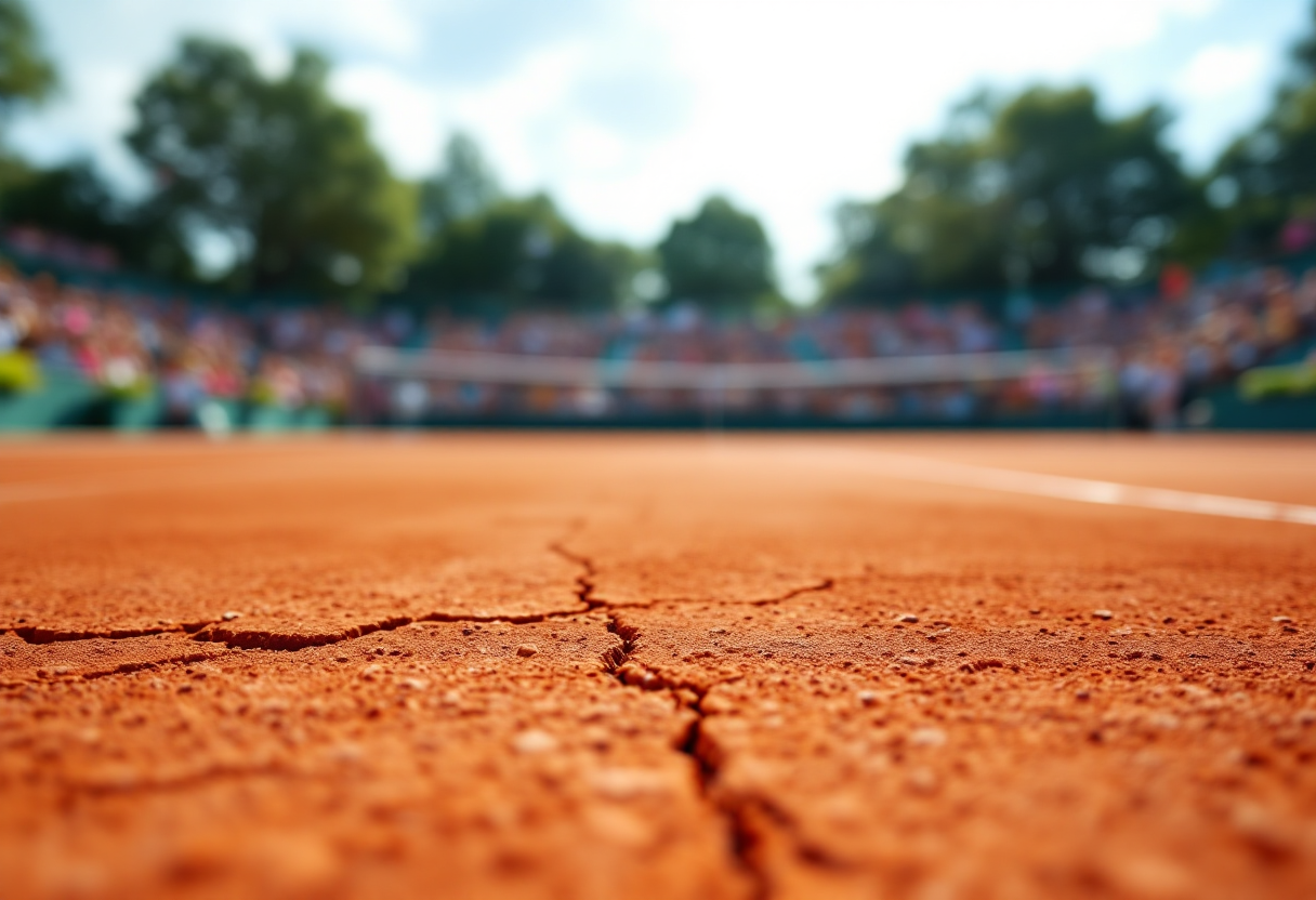 Giocatori di tennis in azione durante un incontro importante