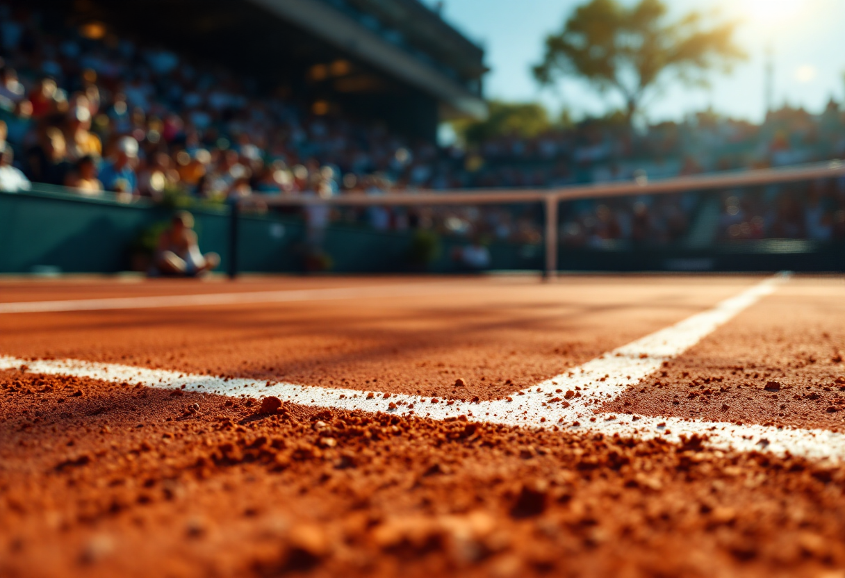 Atleti di tennis in azione durante un incontro