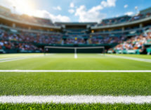 Giocatori di tennis in azione durante un torneo internazionale