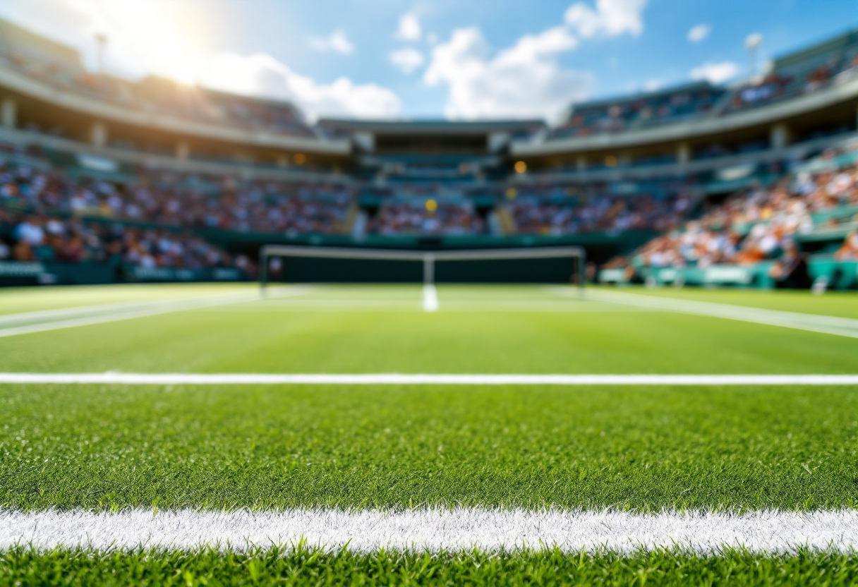 Giocatori di tennis in azione durante un torneo internazionale