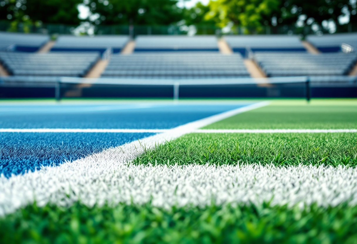 Giocatori di tennis in azione durante un torneo internazionale