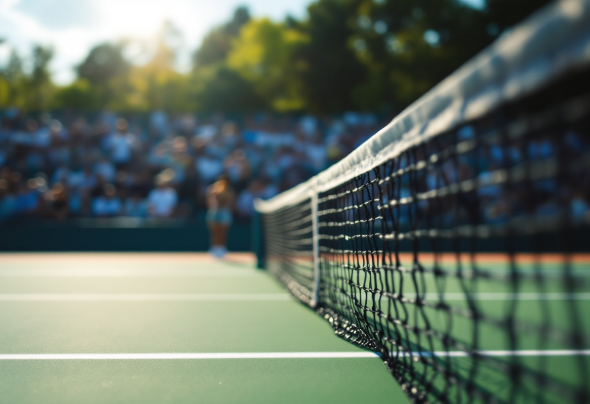 Giocatori di tennis in azione durante un torneo internazionale