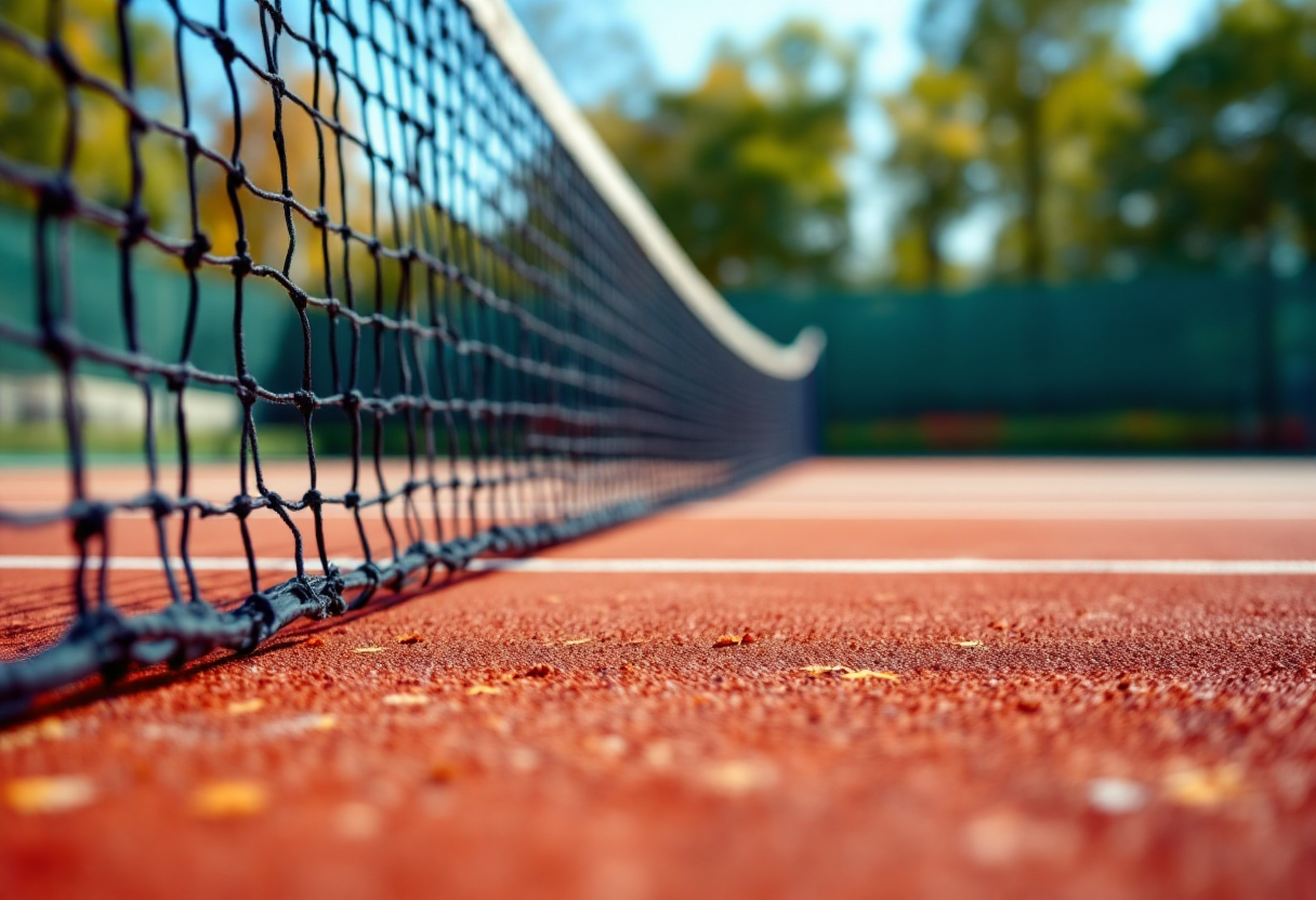 Giocatori di tennis in azione durante un match emozionante