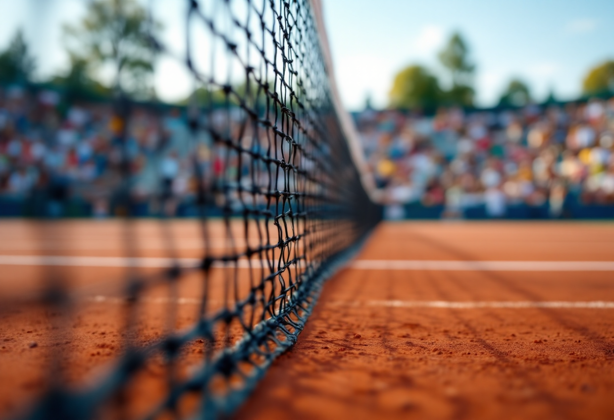 Giocatori di tennis in azione durante una partita intensa