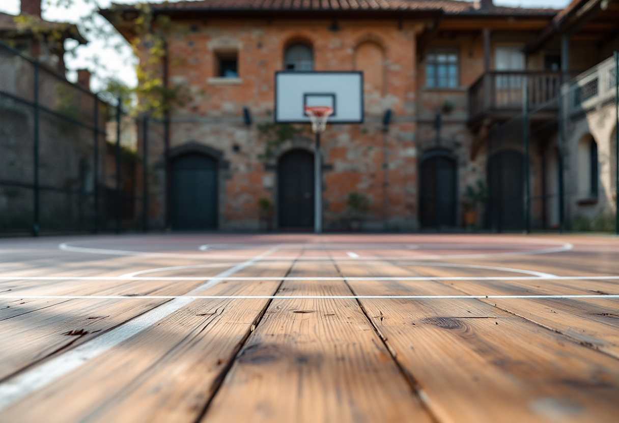 Giocatori in azione durante il torneo di basket a Verona