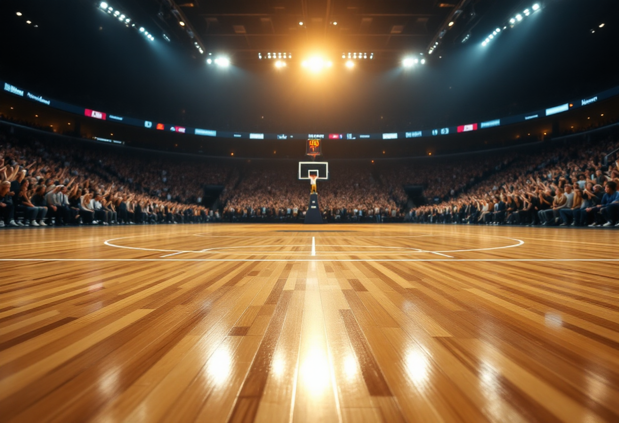 Giocatori della Vanoli Basket Cremona festeggiano la vittoria